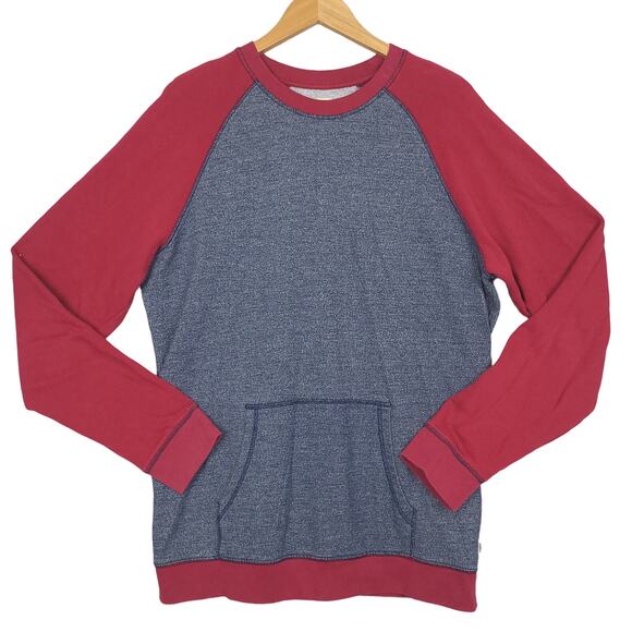Levi's Men's Raglan Shirt Size XL Long Sleeve Crewneck Kangaroo Pocket Gray Red - Picture 2 of 7